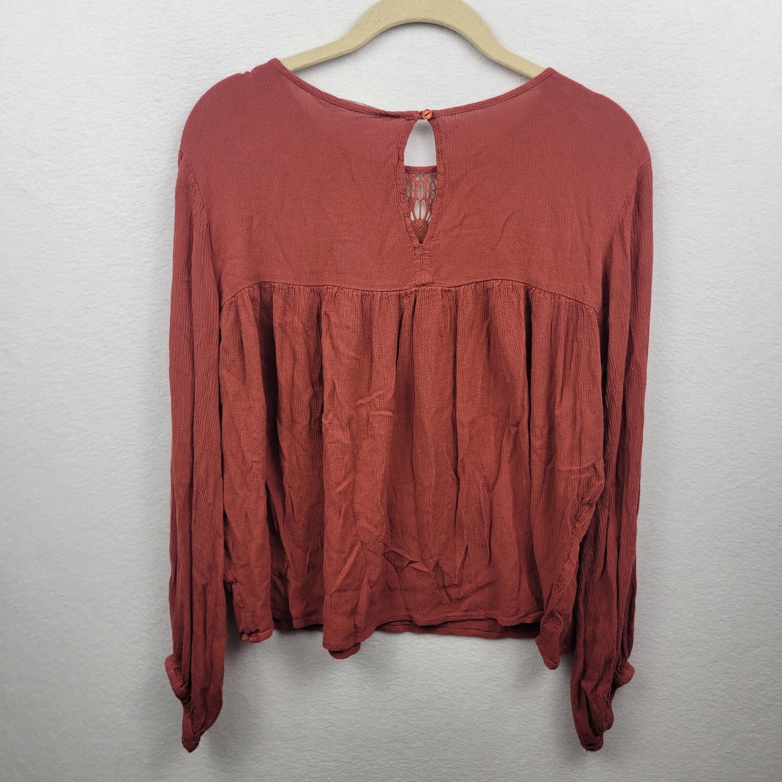 Hippie Laundry Womens Rust/Burnt orange Flowy Blouse Crochet Top Size L
