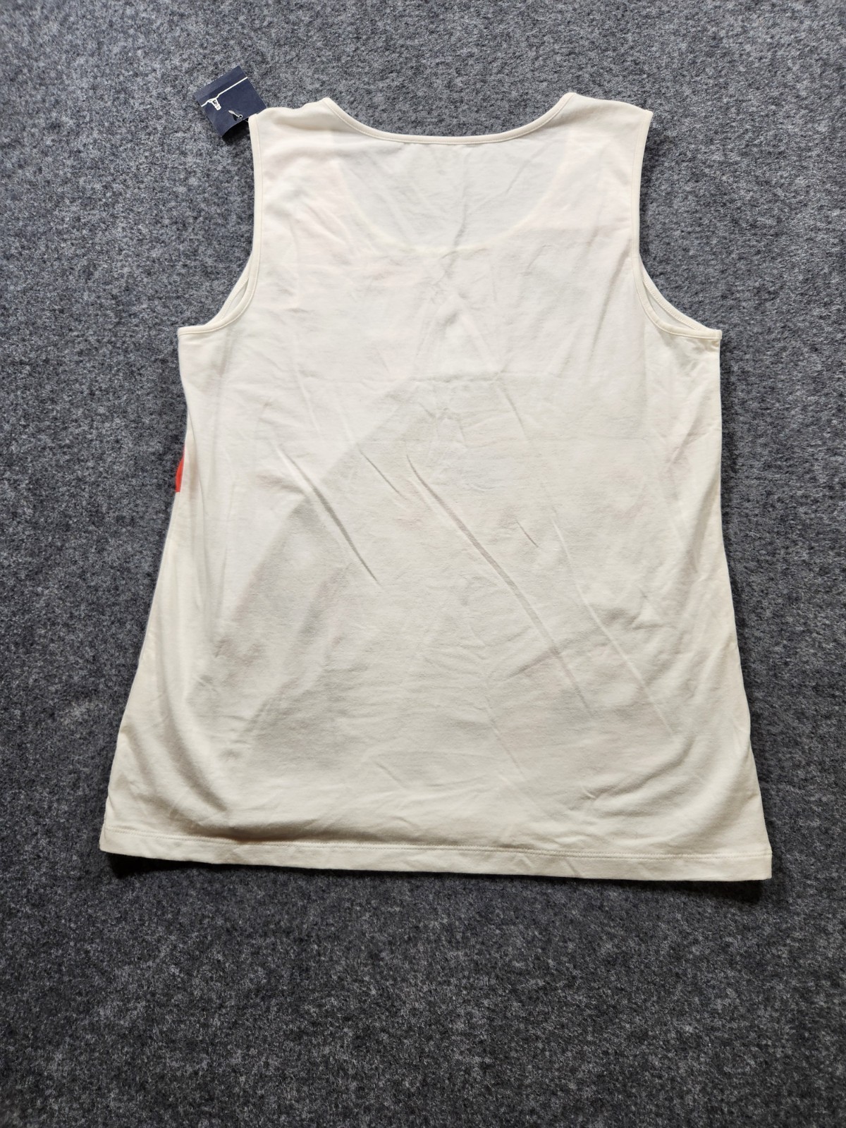 New LANDS’ END Tank Top Women Medium White Red Floral Poppy Stretch Sleeveless