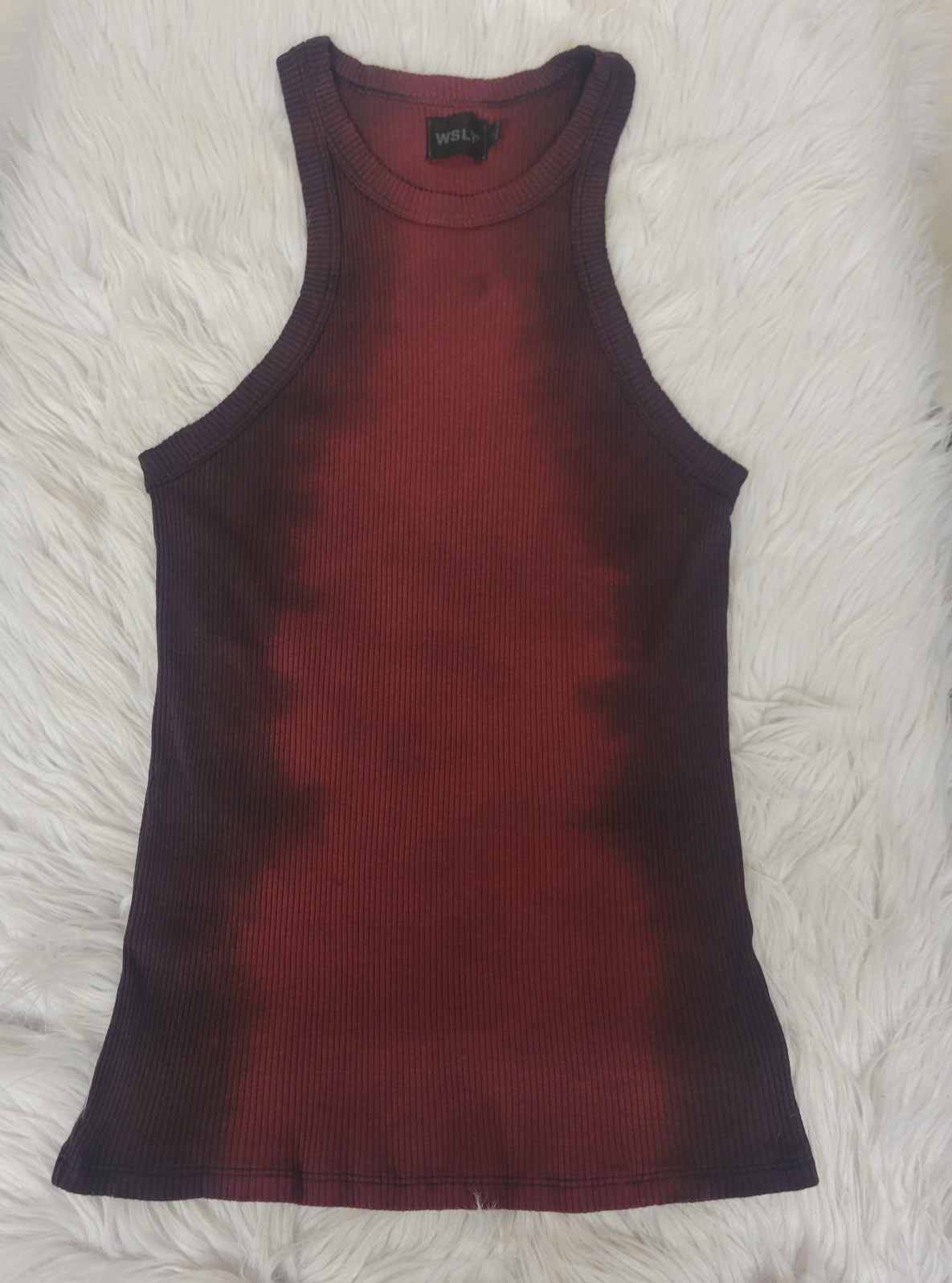 WSLY Size Large Womens Rivington Weekend Raw Hem Sleeveless Tank Burgundy NWOT