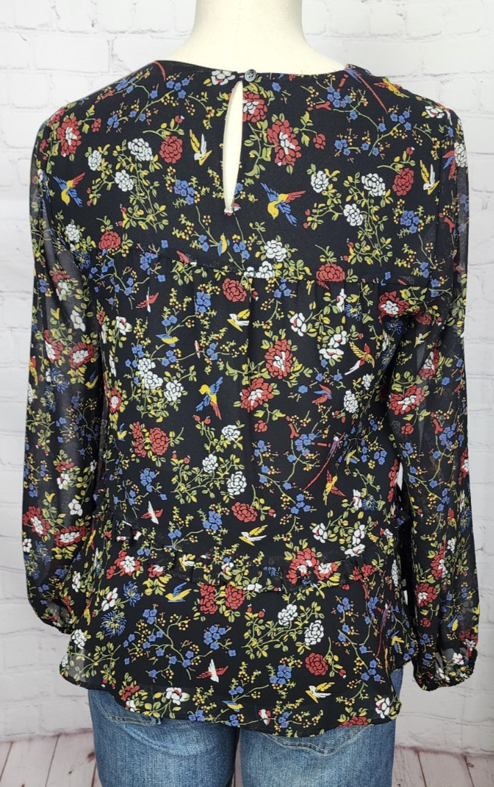 Madewell Blouse Floral Ruffles Sheer Sleeves Prairie Fairy Goth Cottagecore XS