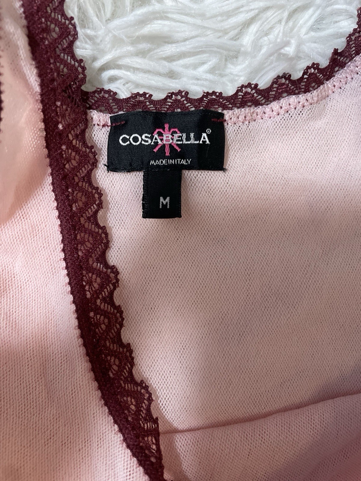 COSABELLA Y2K 90s Fairy Whimsy Luxe Italy Lace Trim Sheer Mesh Cami Tank Pink M