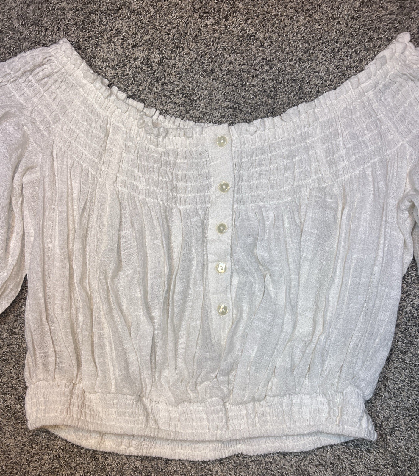 Free People We The Free Top MEDIUM Dancing Till Dawn Off The Shoulder Smocked