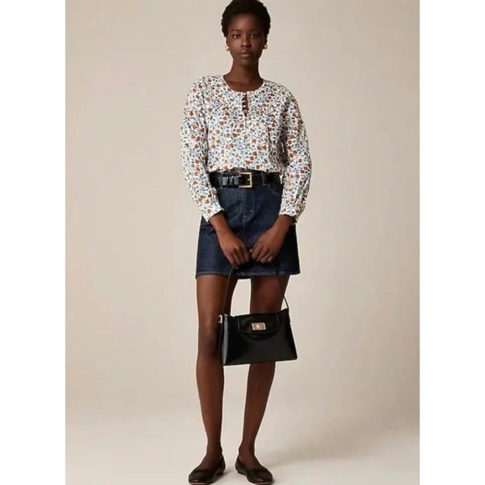 NWT!! J. CREW Shirred Popover Top Blouse Rosewood Floral Preppy Buttons X-Small