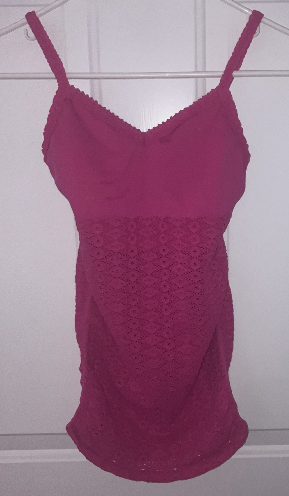 GUESS hot pink camisole top. Intricate lace and straps. Size XS/S