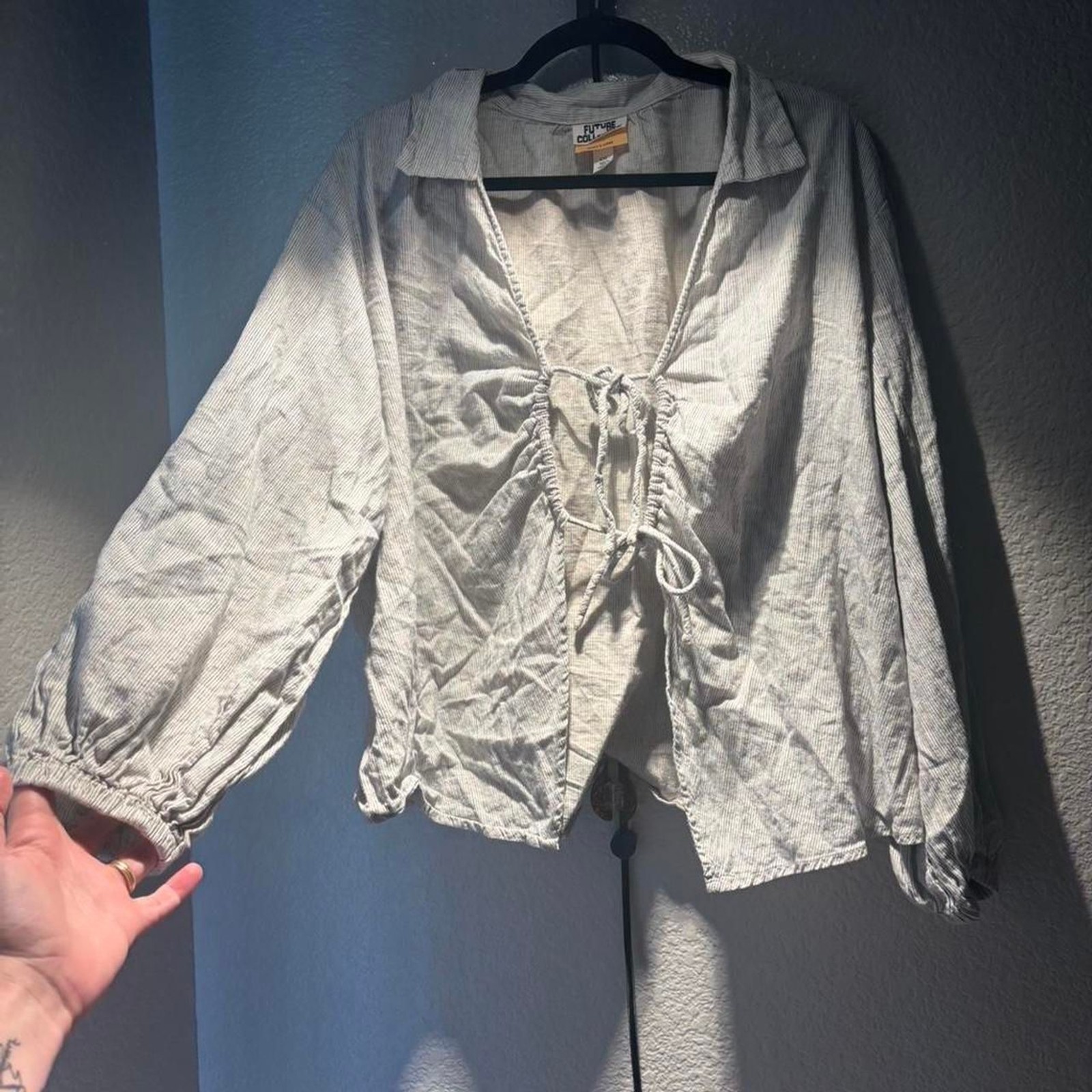 Unbranded Women’s White and Grey Blouse