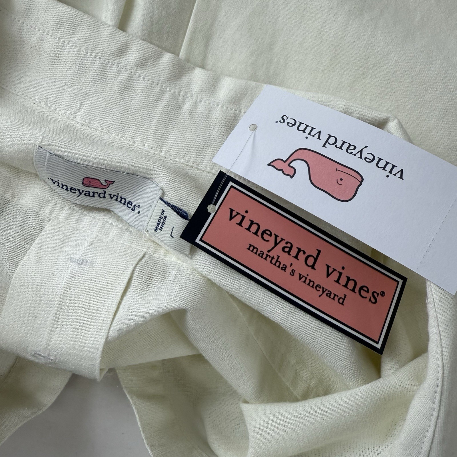 Vineyard Vines Tunic Top Womens Large Lucaya Ivory Linen Cotton Blend Shirt NWT
