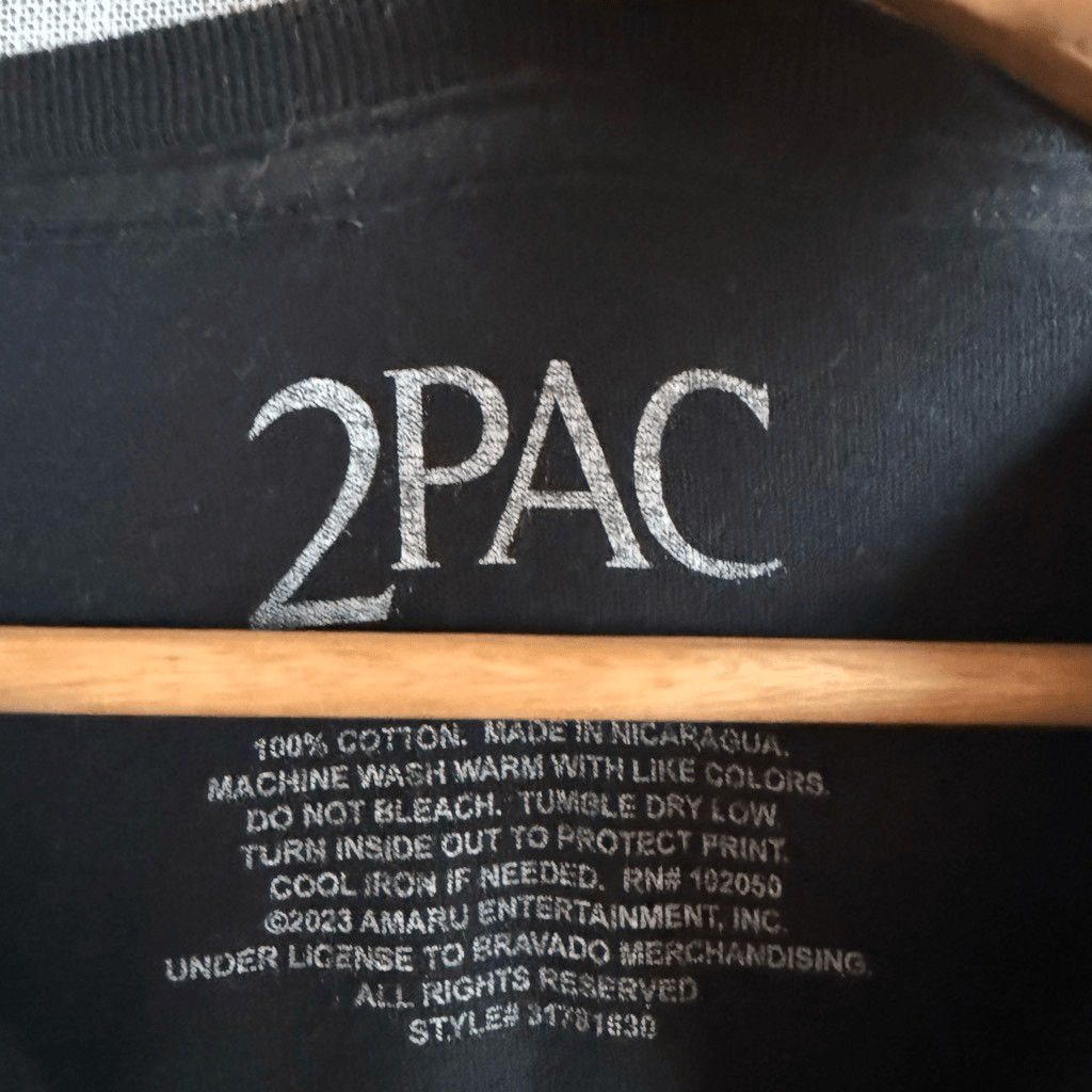 2Pac Tupac Graphic Black Rap Tee Womens Size S Hip Hop Streetwear V-Neck Modify