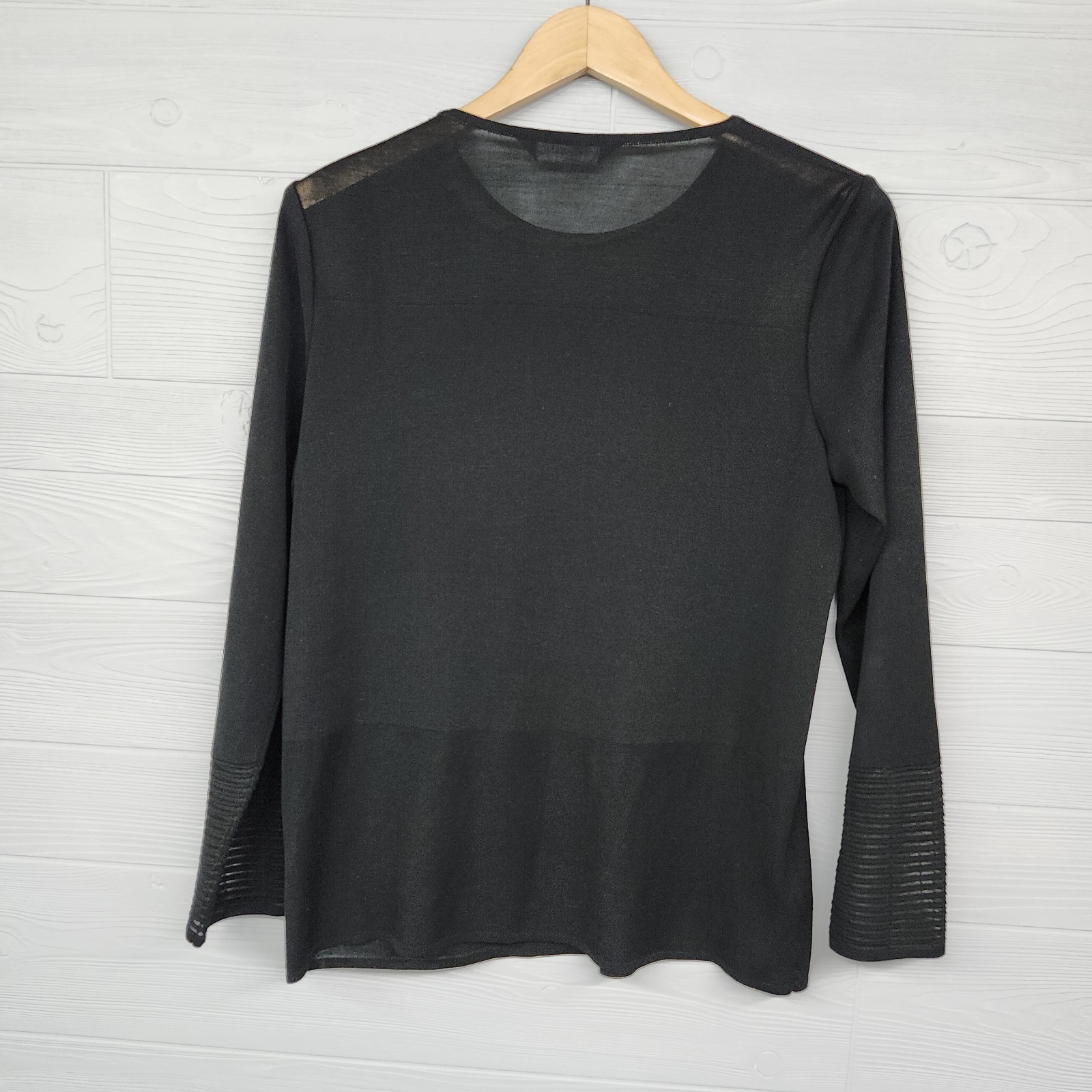 Ming Wang Black Long Sleeve Blouse Womens Size Medium