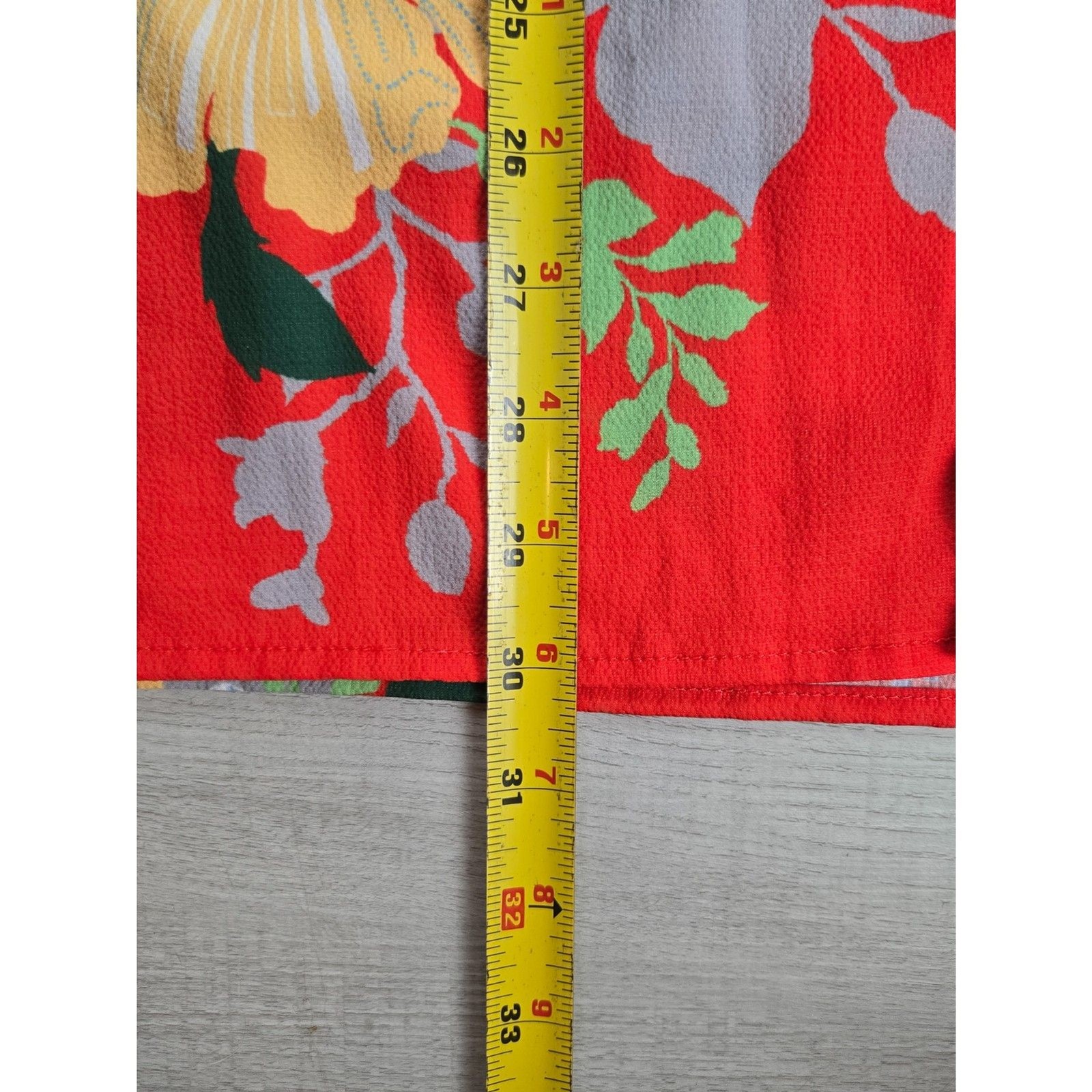 Umgee Vibrant Red Colorful Floral Kimono Top Size L Beach Resort Layering
