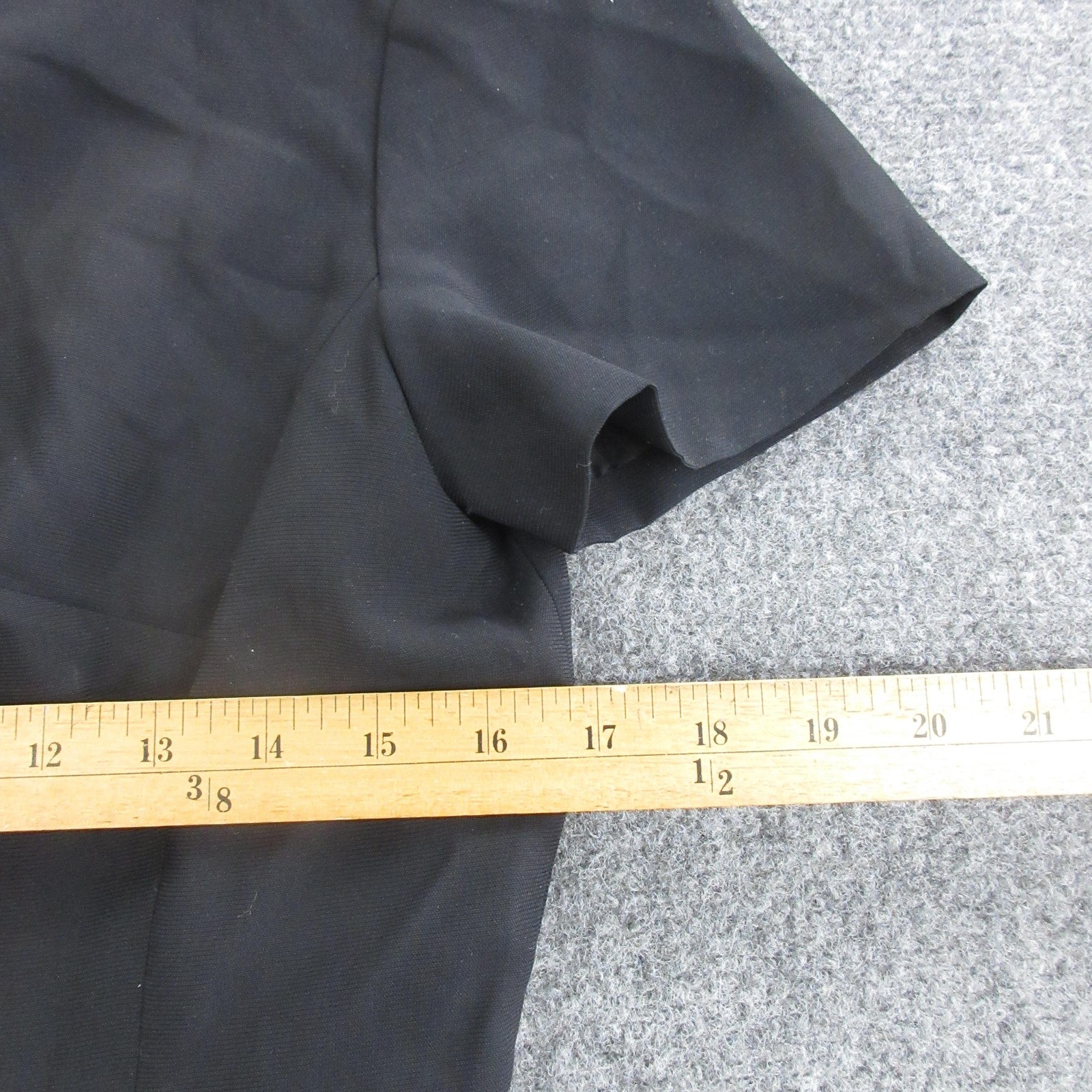 Maud Defossez Blouse Womens 44 Black Boat Neck Short Sleeve Button Back Top