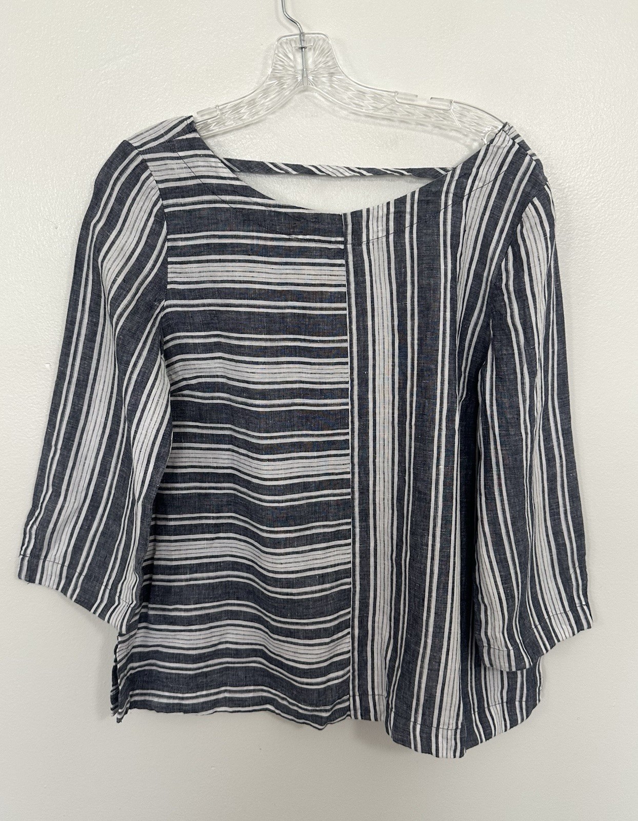 Charter Club/ Macy’s Boho Linen Striped Top M Tunic Hippie Beach Resort Cruise