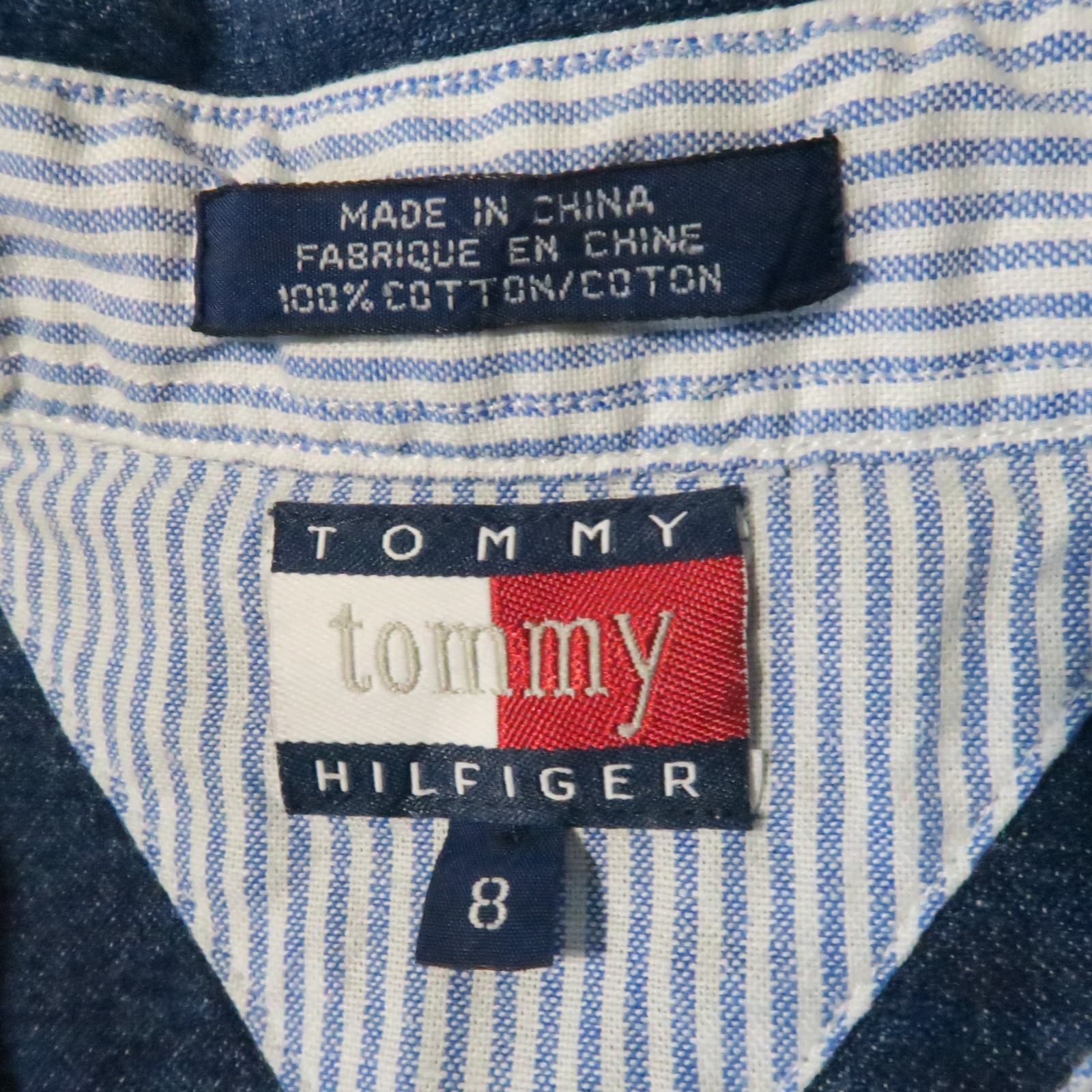 Tommy Hilfiger Denim Shirt Womens 8 Blue Star Crest Embroidered Vintage 90s Y2K