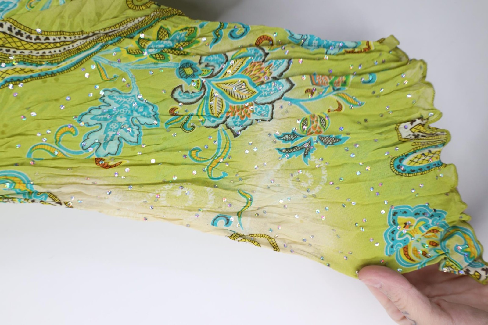 Vtg 90s Y2K Streetwear Womens Medium Babydoll Bella Fairy Flower Sequin Shirt