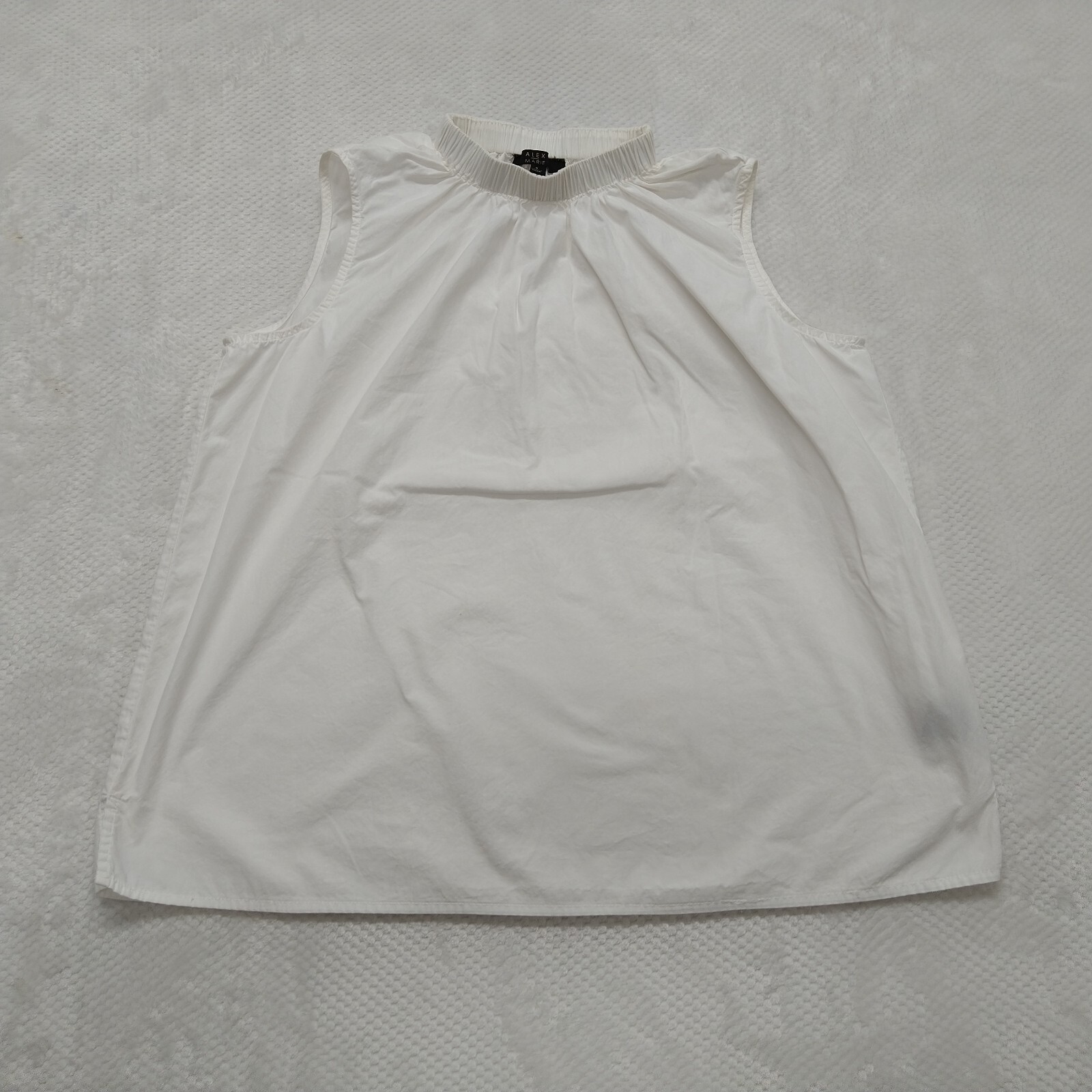 Alex Marie Womens Cotton Sleeveless Mock Neck Pullover Blouse Top Shirt White S