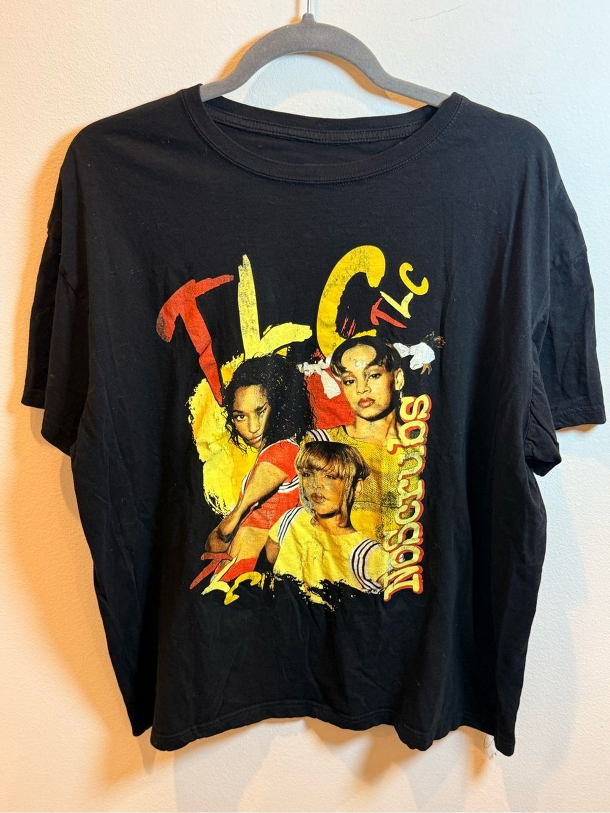 TLC Black Graphic Band Tee with Yellow & Red Print – TLC