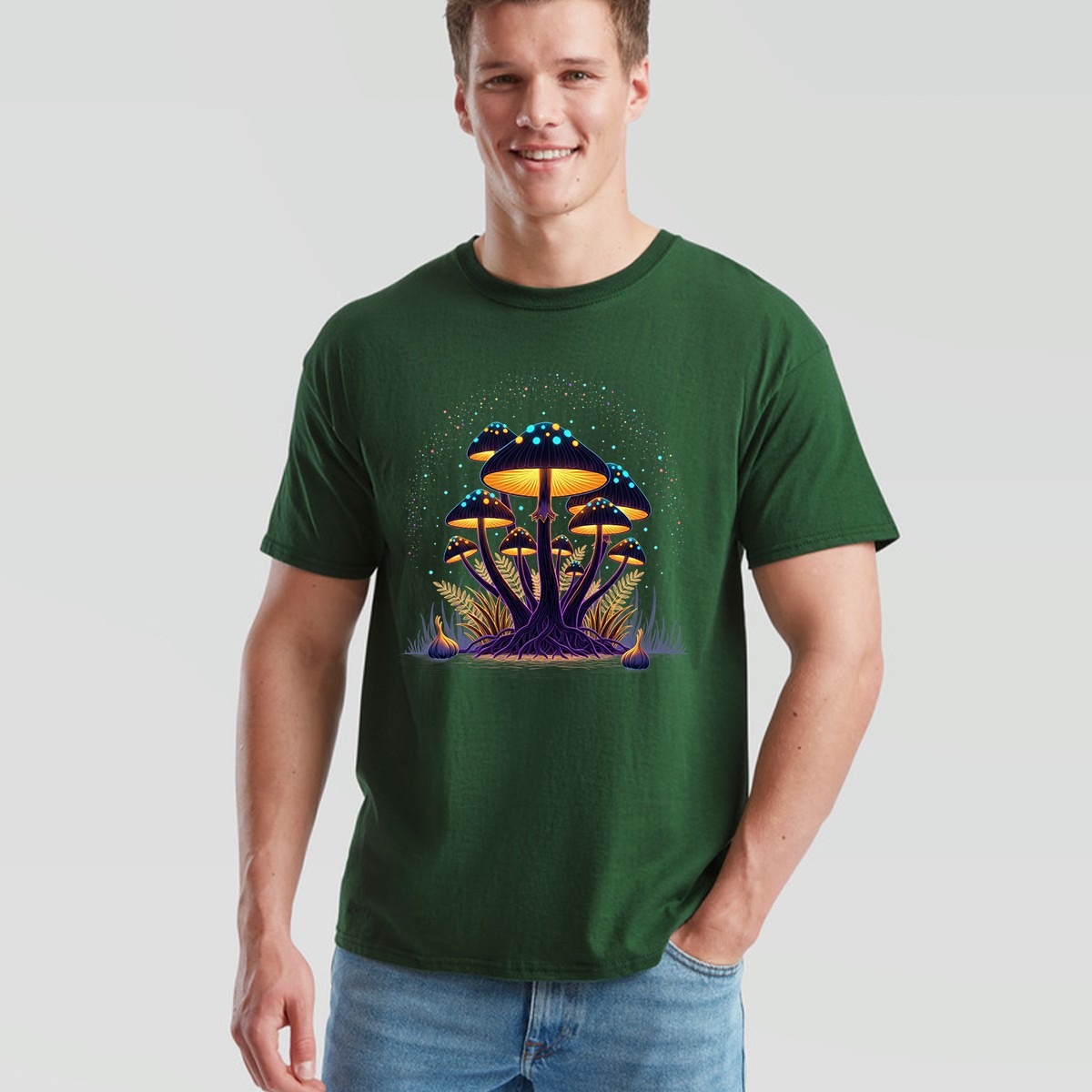 Glowing Mushroom Fantasy Psychedelic Fungi Nature Mens Womens TShirt Graphic Tee