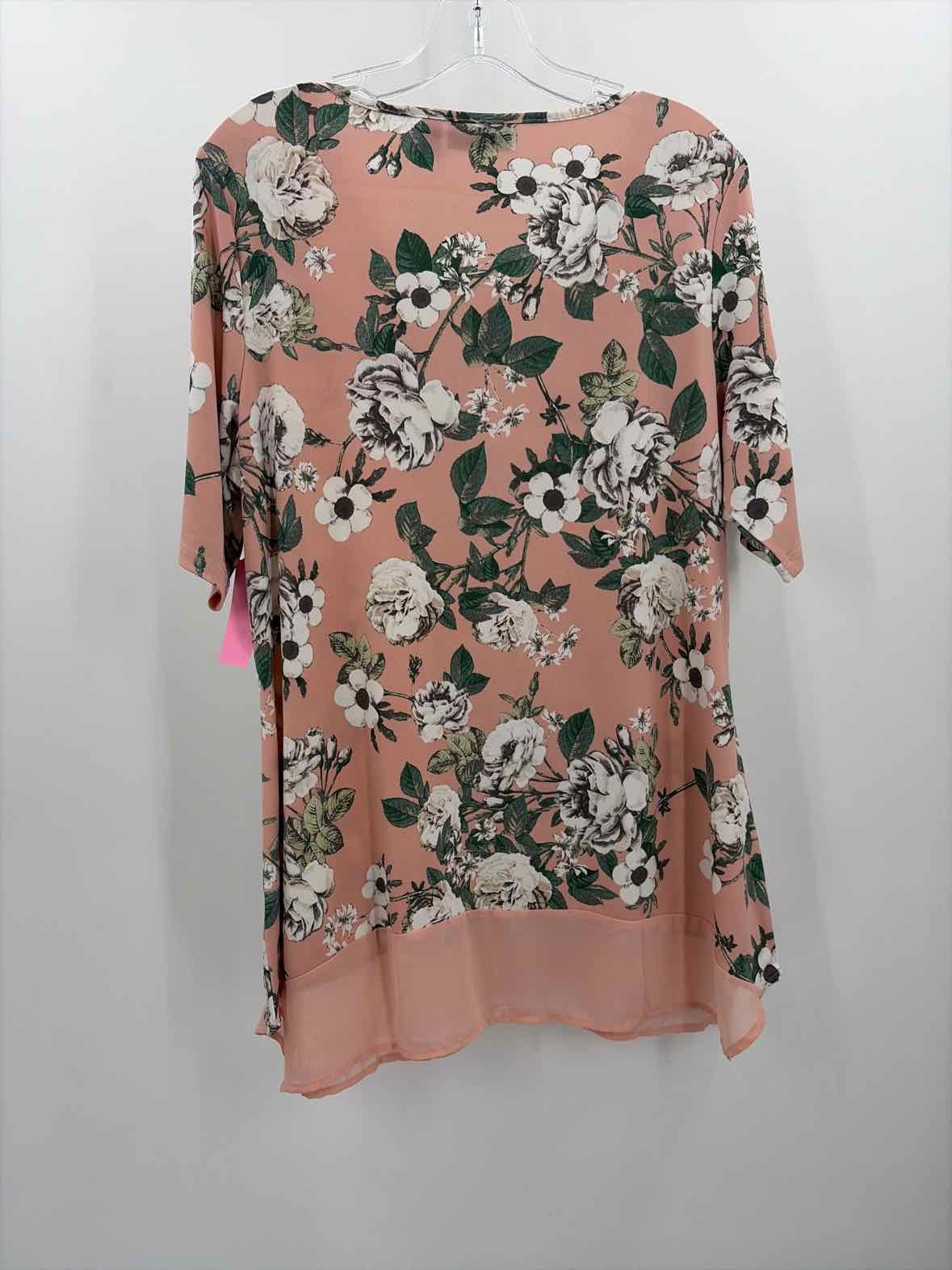 Pre-Owned Nina Leonard Pink Size Large Floral T-shirt