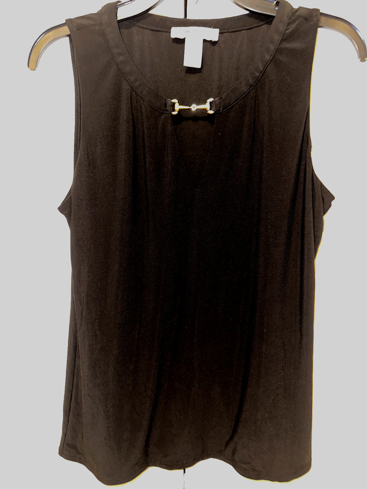 NEW White House Black Market Woman’s Black Poly Spandex Sleeveless Top Sz M