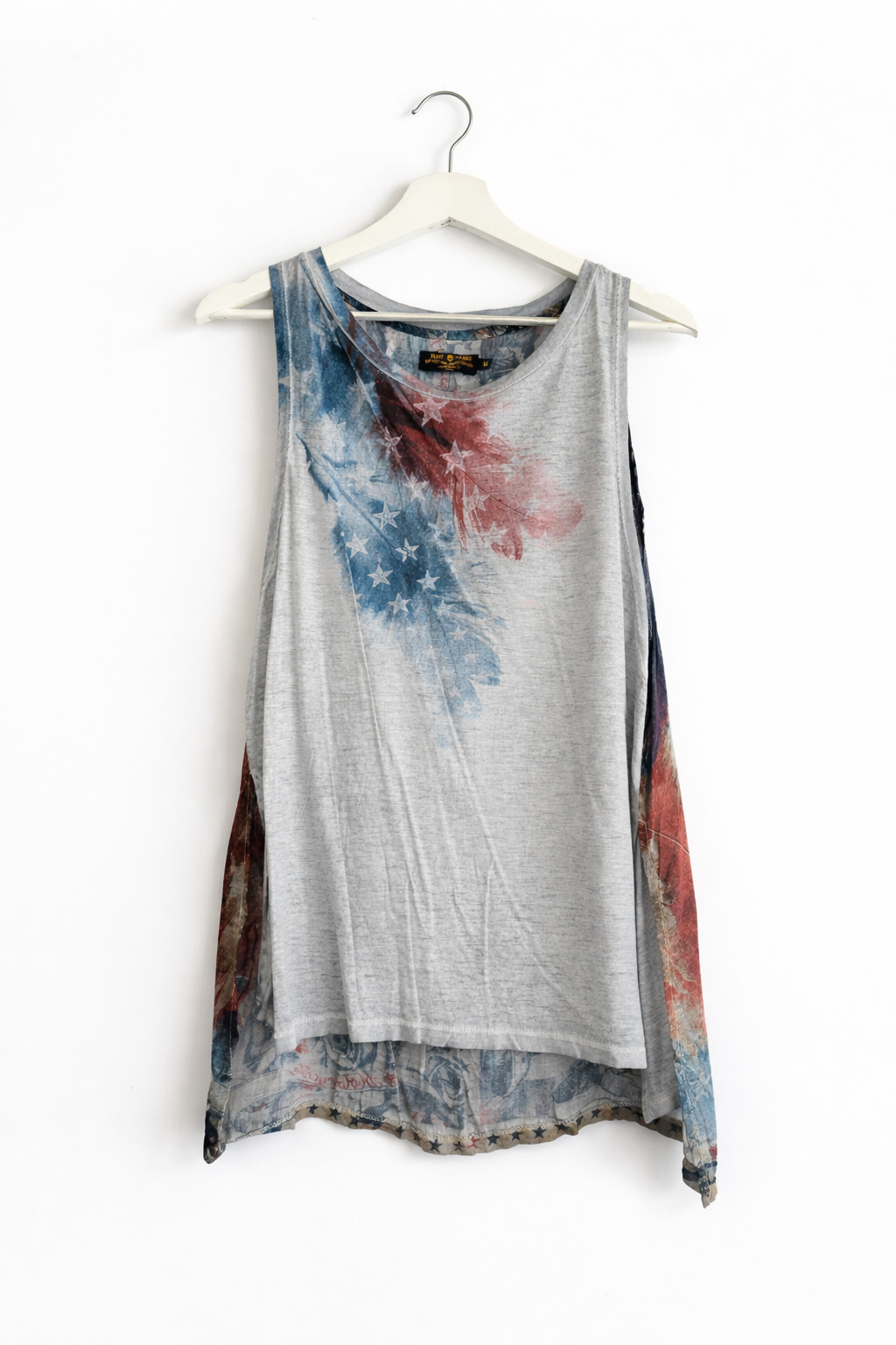 Rude Riders American Flag Tank Top – High Low Hem Graphic Sleeveless Top