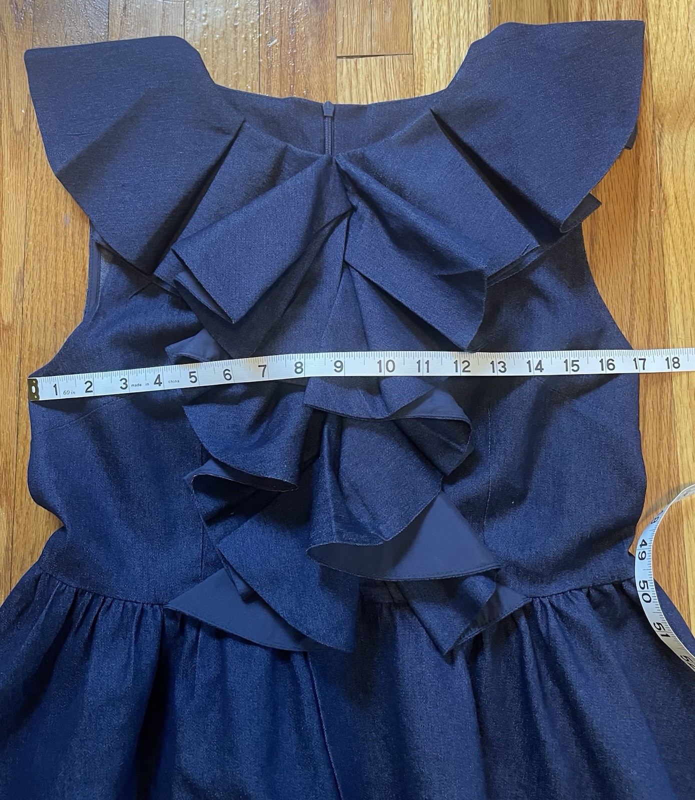 STYLEWE Dark Wash Denim Sleeveless Ruffle Peplum Zipper Top Women’s Size S/M