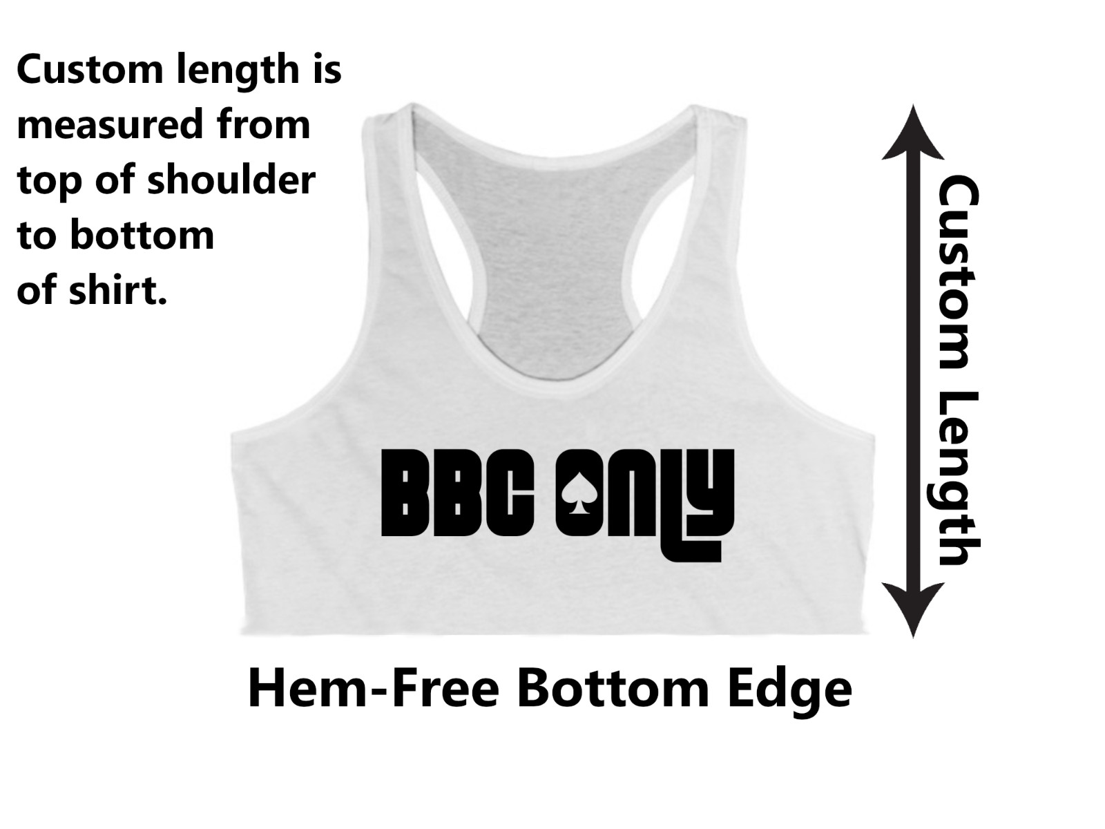 BBC Only Underboob Crop Top Queen of Spades Hotwife Custom Length Shirt