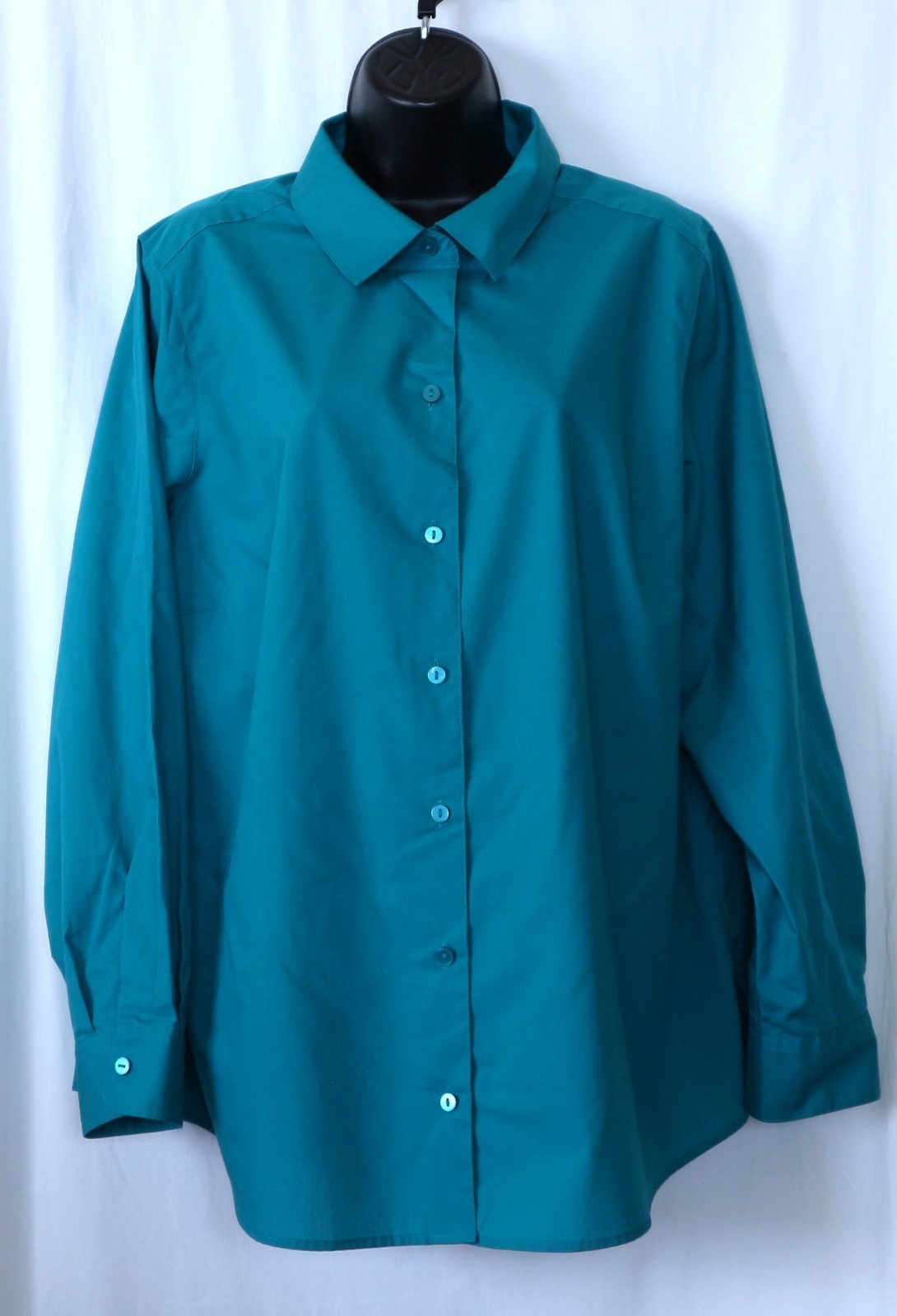 FOXCROFT for APPLESEEDS Teal Wrinkle Free Blse 50 In Chest 29 In Long Sz 16W EXC