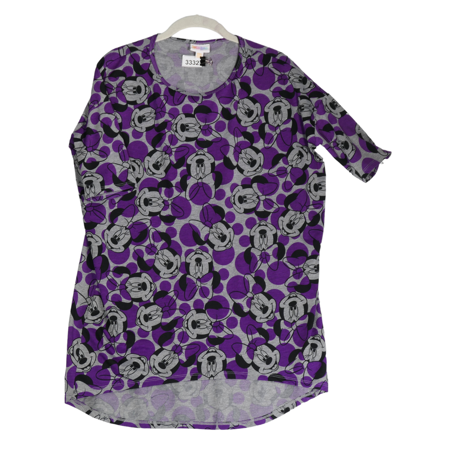 LuLaRoe Tunic Tee T Shirt Top Womens Size XXS Purple Gray Minnie Mouse