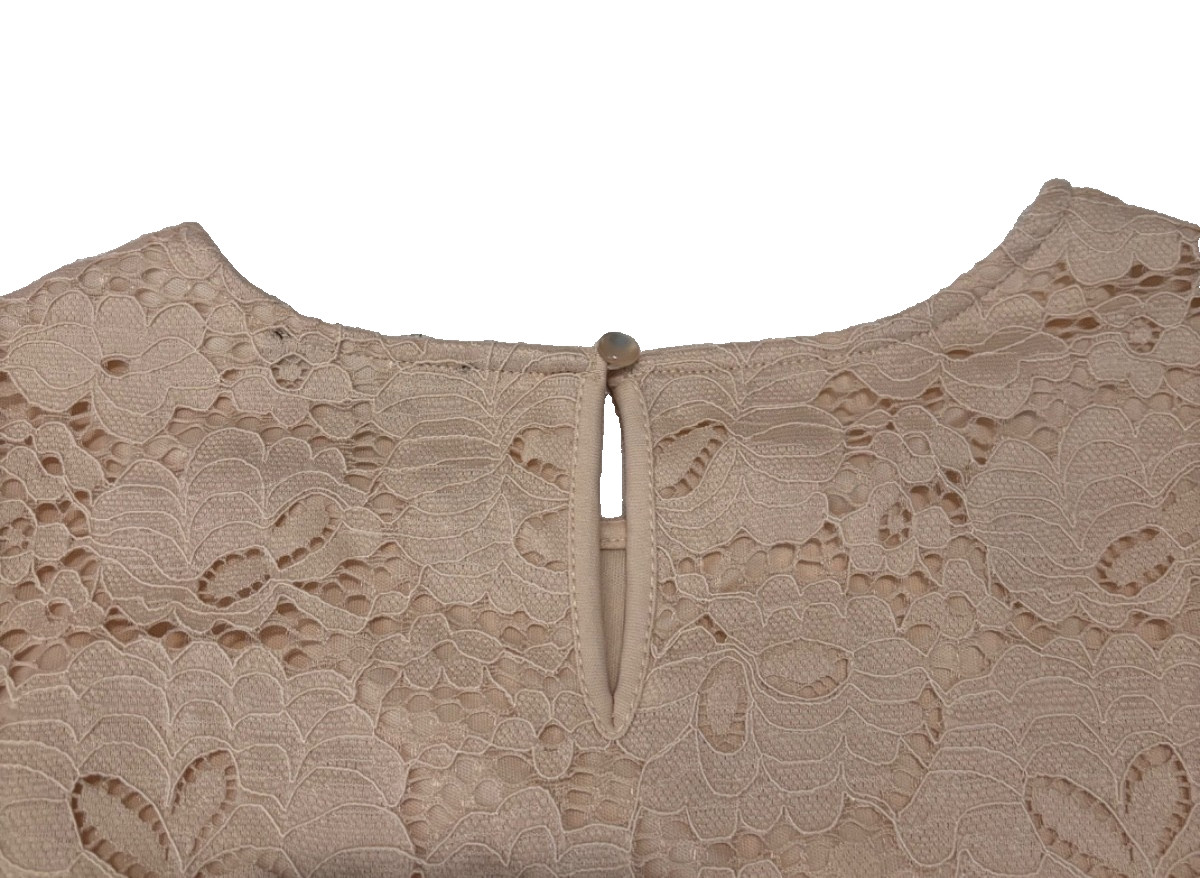 Adrianna Papell Ivory Lace Top Floral Crochet Romantic Puff Sleeve Size Medium