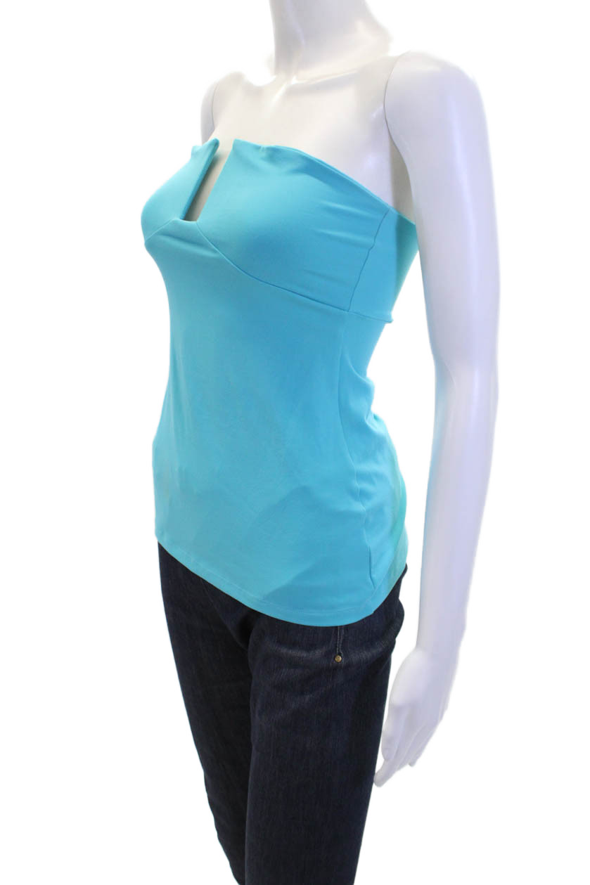 Susana Monaco Womens Spandex Sleeveless Fold Over Tub Top Blue Size S