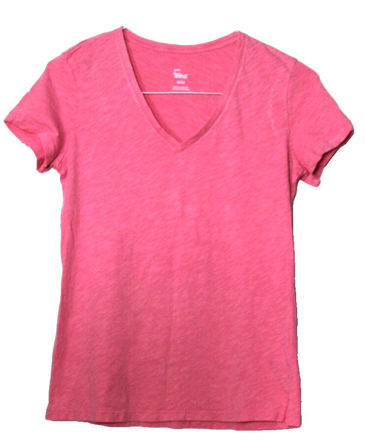 FELINA TEE SHIRT ladies size S medium pink short sleeve lightweight vee neck