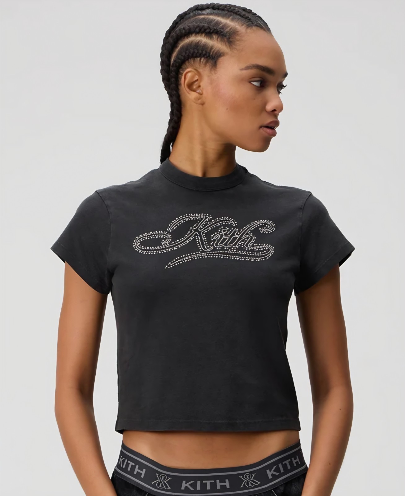 Kith Mulberry Studded T-Shirt Black Women’s Size L UK 12 Rhinestone Logo BNWT