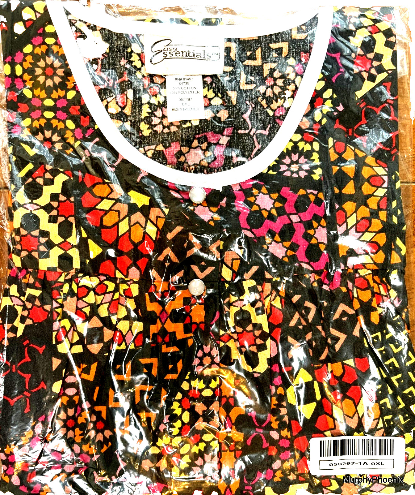 Easy Essentials Cobbler Apron Top Black/Multicolor Patches XL (16-18) NIP