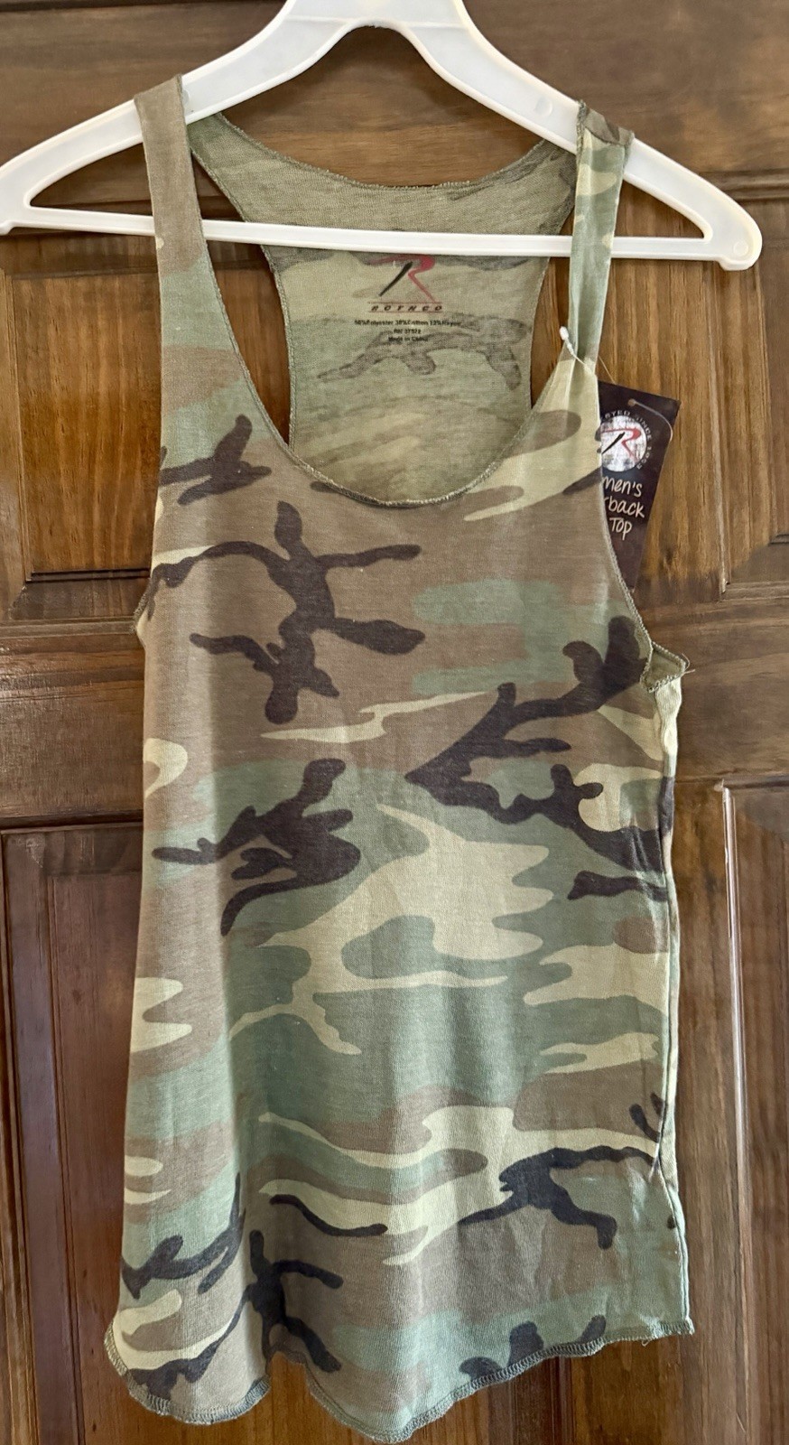 Rothco Combat Tested Woman’s Woodland Camo Ribbed Tank Top Sz S NWT