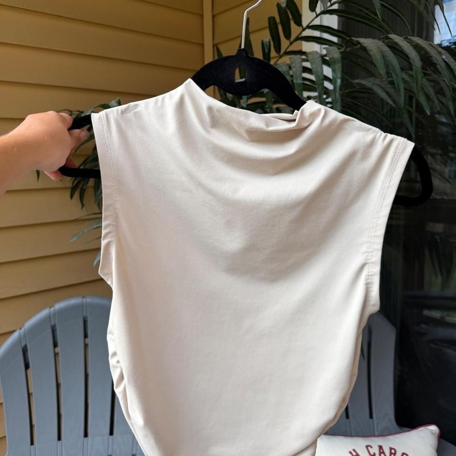 Unbranded Women’s Cream and Tan Blouse
