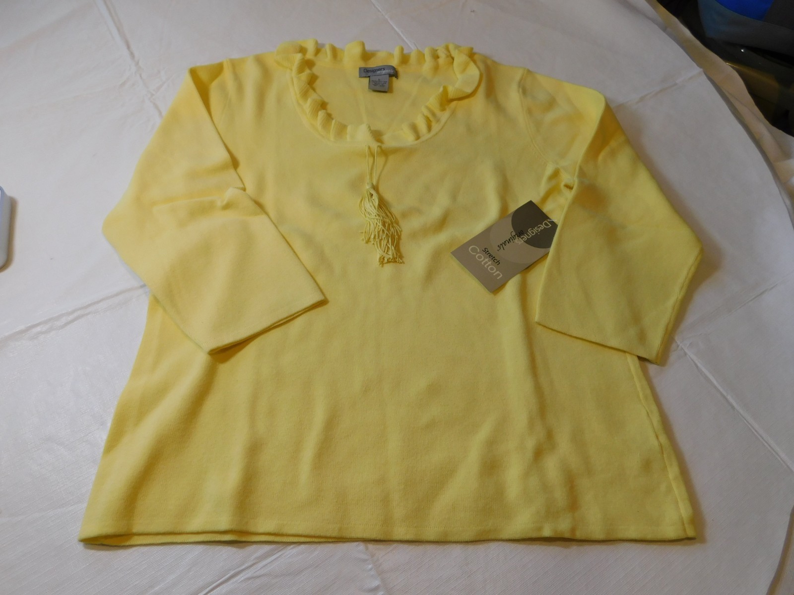 Designers Originals 3/4 Sleeve sweater shirt Womens Size L large Acid Yellow NWT