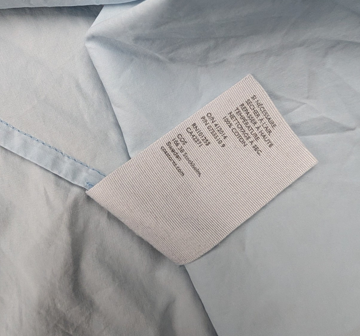 COS Asymmetric Tunic Top Womens 4 Blue Cotton Poplin Lagenlook Quiet Luxury