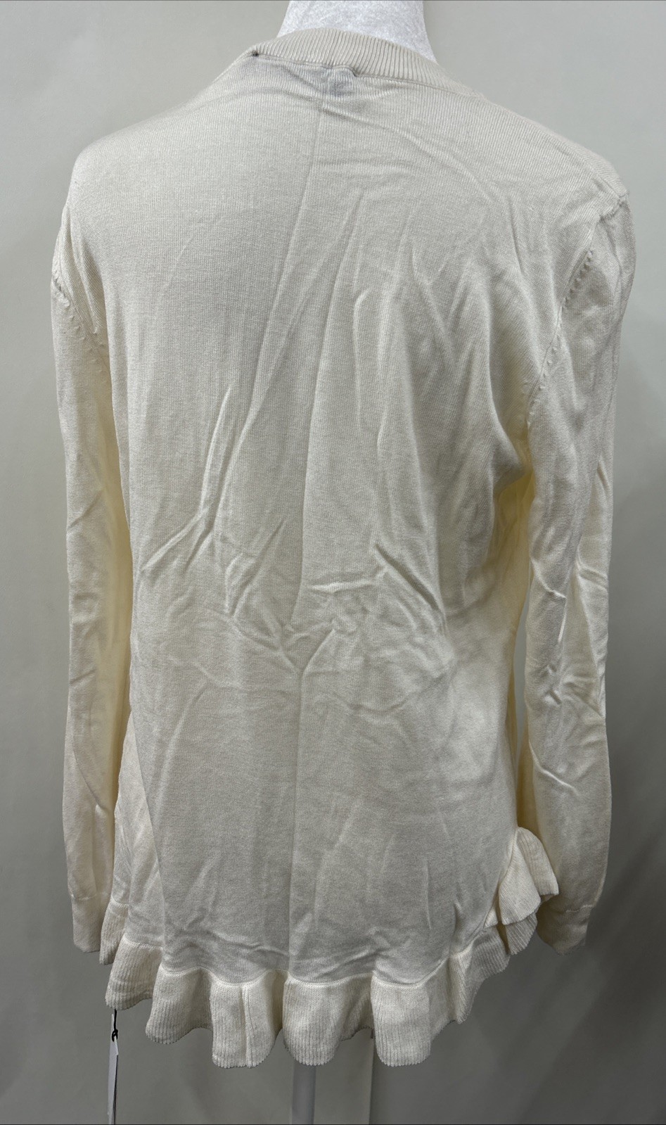 Ivanka Trump Long Sleeve Top Ruffled Ivory Size Large NWT $59