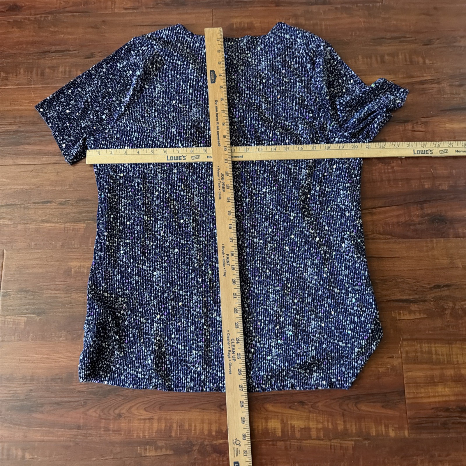 Floral Tiered Pleated Flutter Sleeve Lined Top 1X Blue Purple Sequins CJ Banks