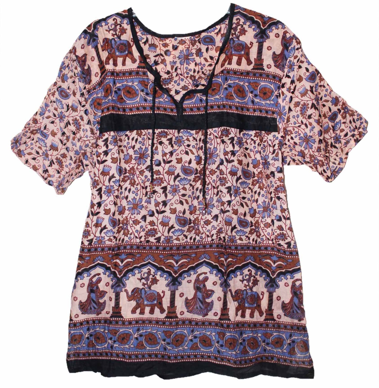 Indian Cotton Ethnic Floral Top Blouse For Women Boho Hippie Vintage Look Retro