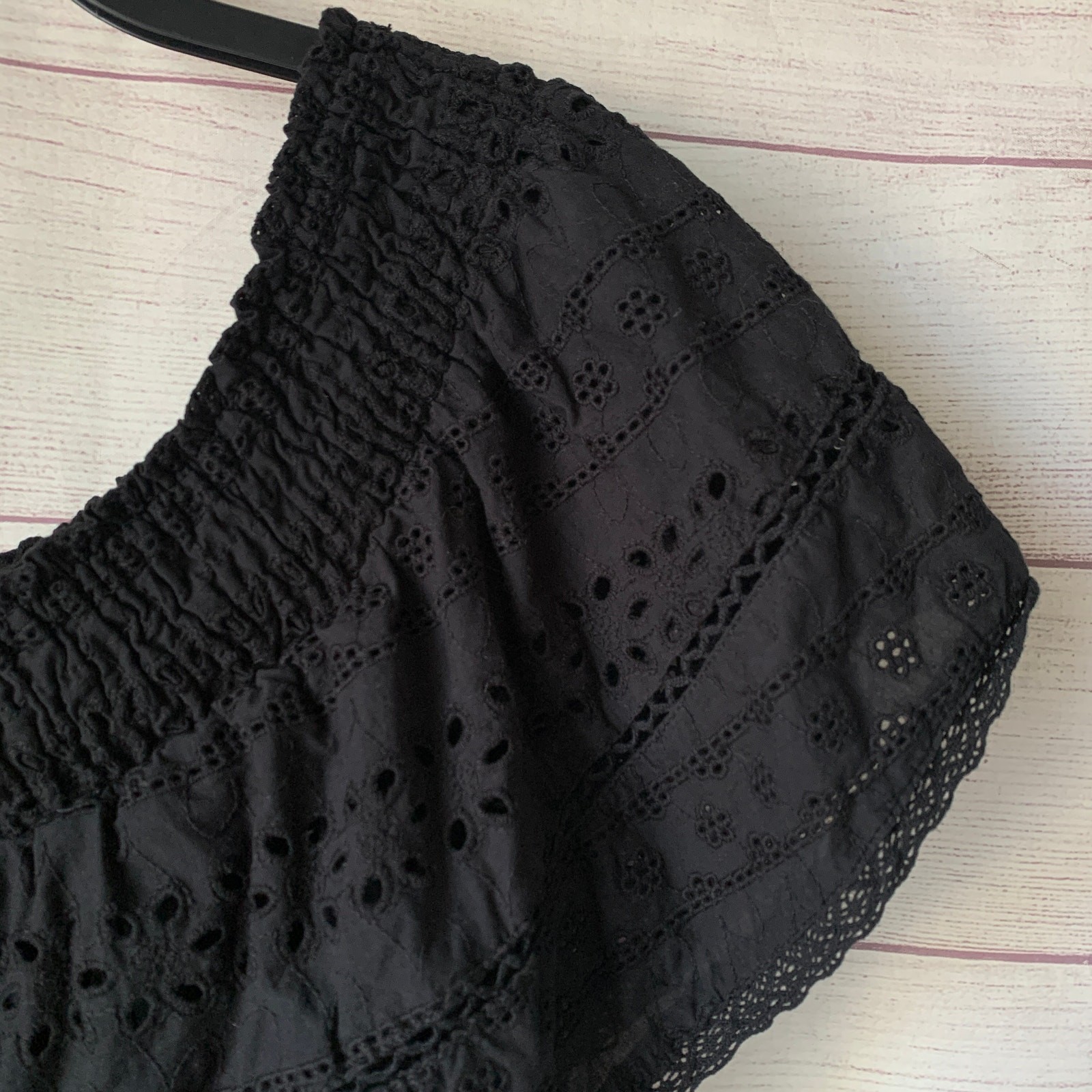 Sofia Jeans by Sofia Vergara Black Eyelet Off the Shoulder Blouse Cotton Size XL