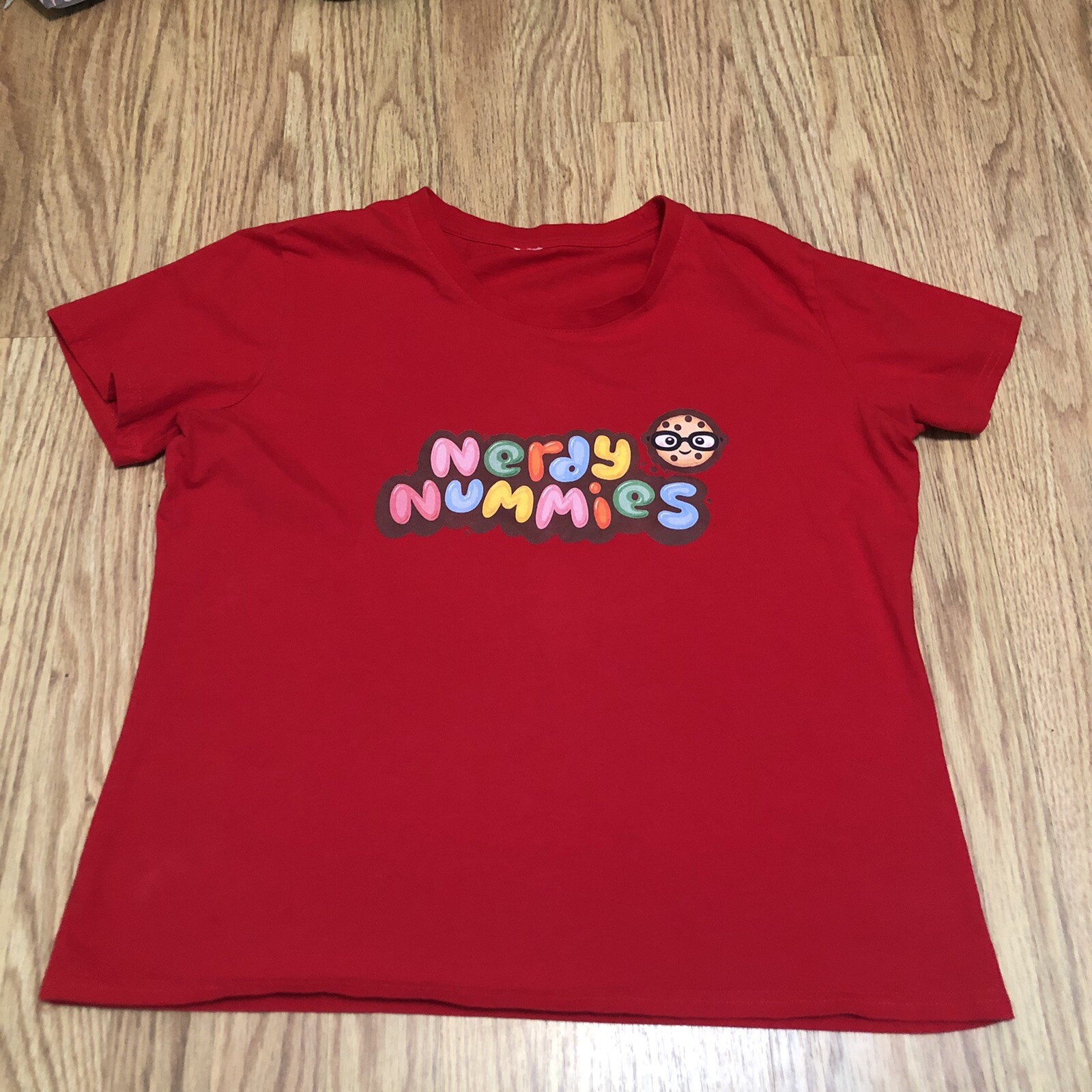 nerdy nummies t shirt red scoop neck tee Size Large Refer To Photos crew neck