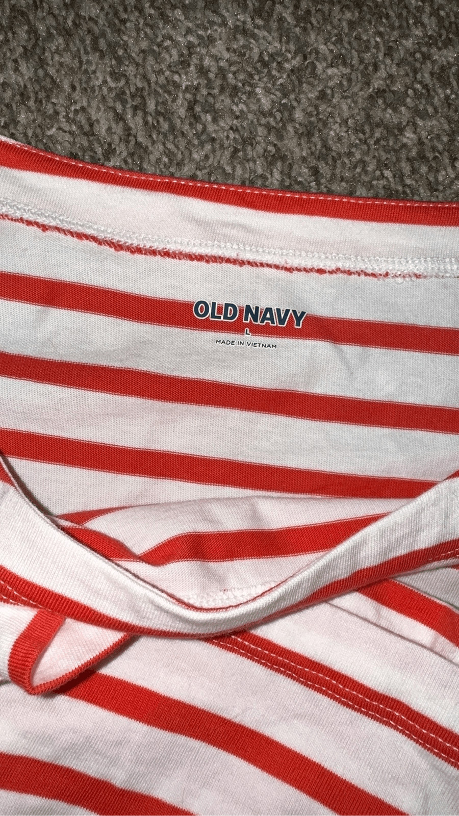 Old Navy Women’s Large Red White Striped Long Sleeve Boat Neck Top