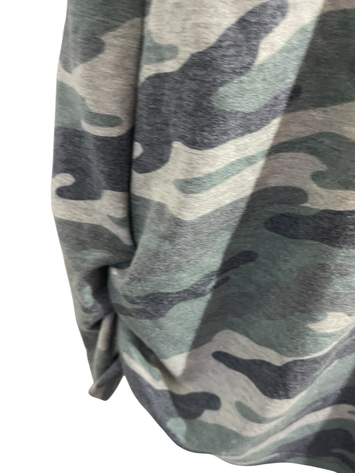 Coin 1804 Women’s Large Camo French Terry Cowl Neck Ruched Side Style 9275JG