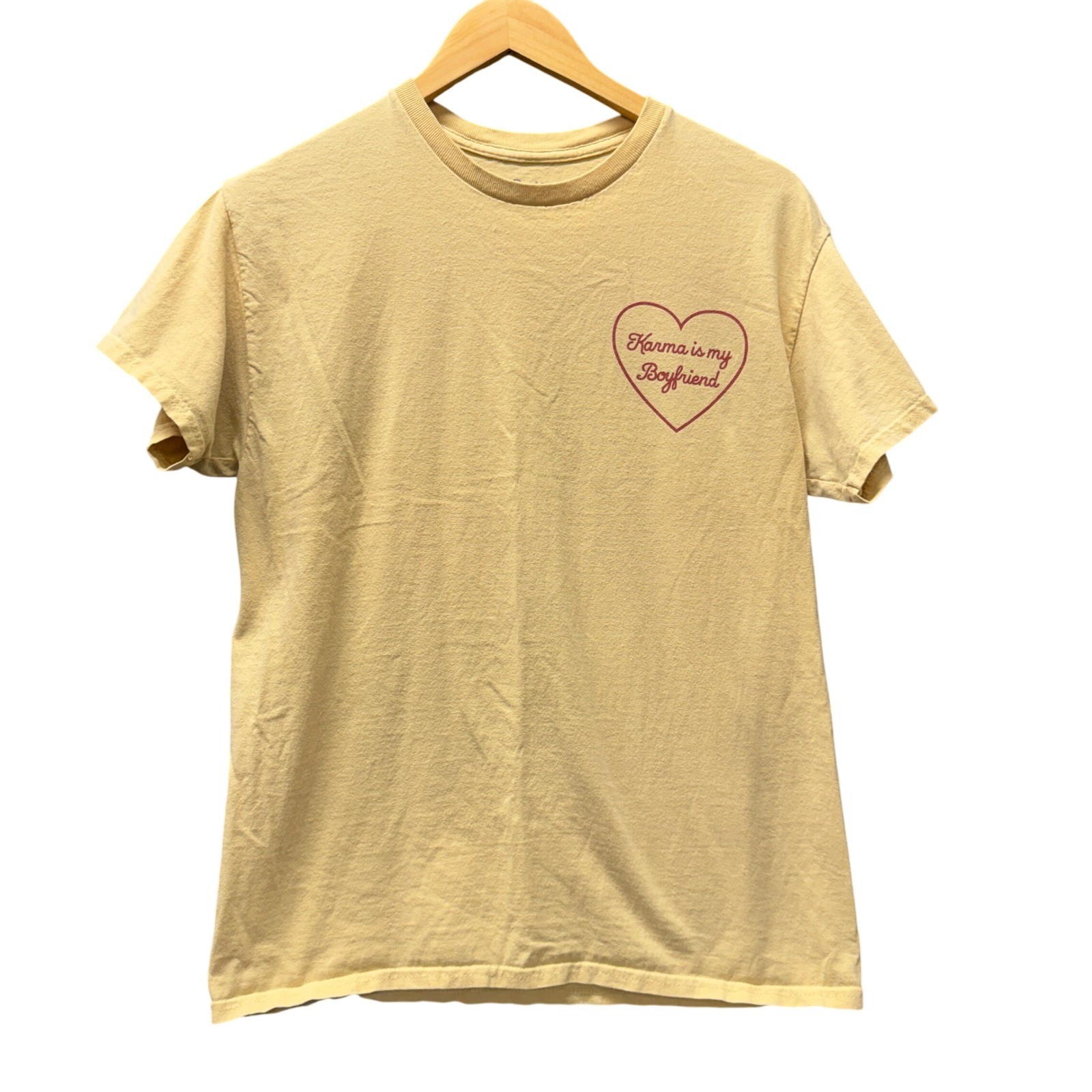 Taylor Swift T-Shirt Womens M Midnights Karma Is My Boyfriend Yellow Concert Tee