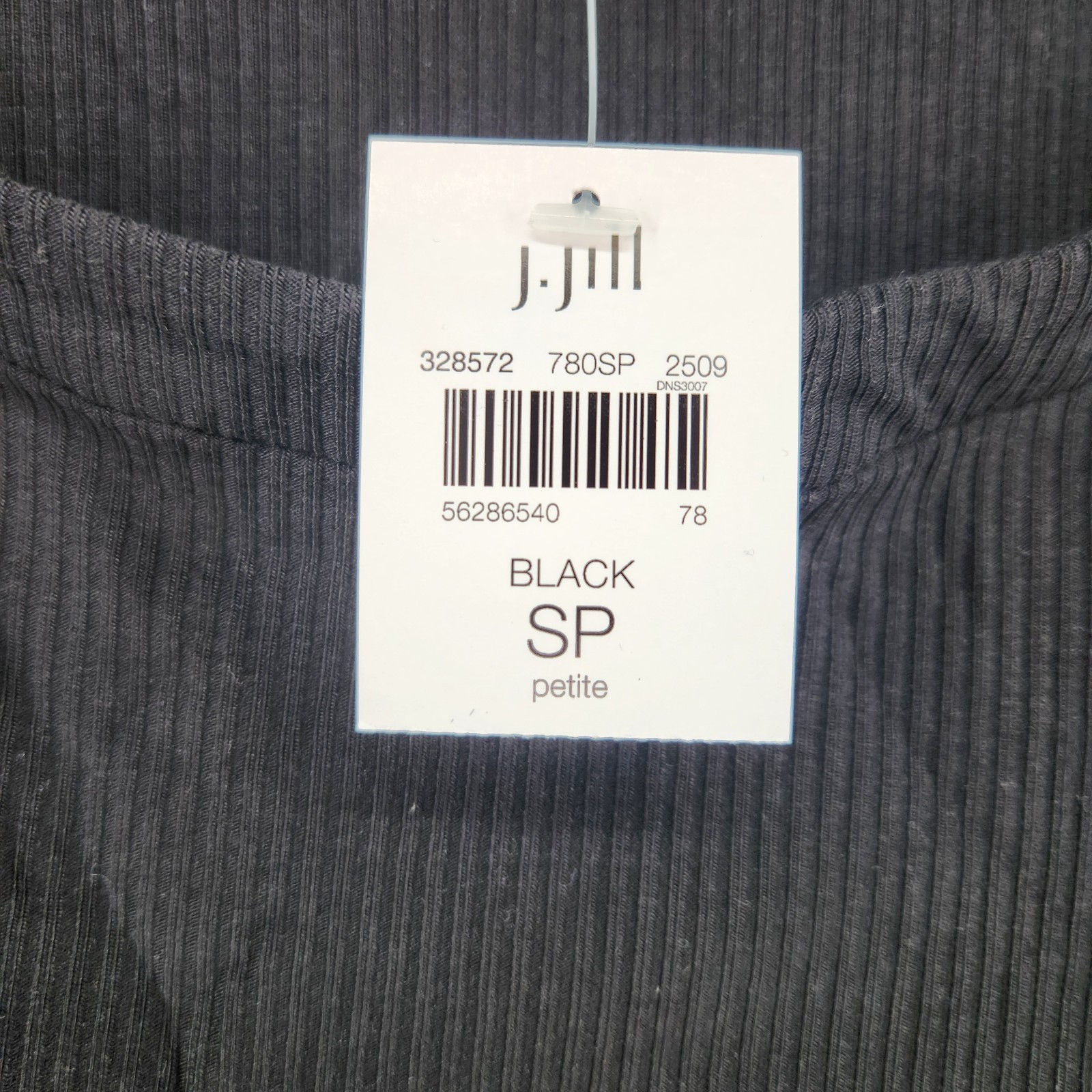 NWT J. Jill PureJill Small Petite Black Round Neck Long Sleeve Ribbed Shirt NWT