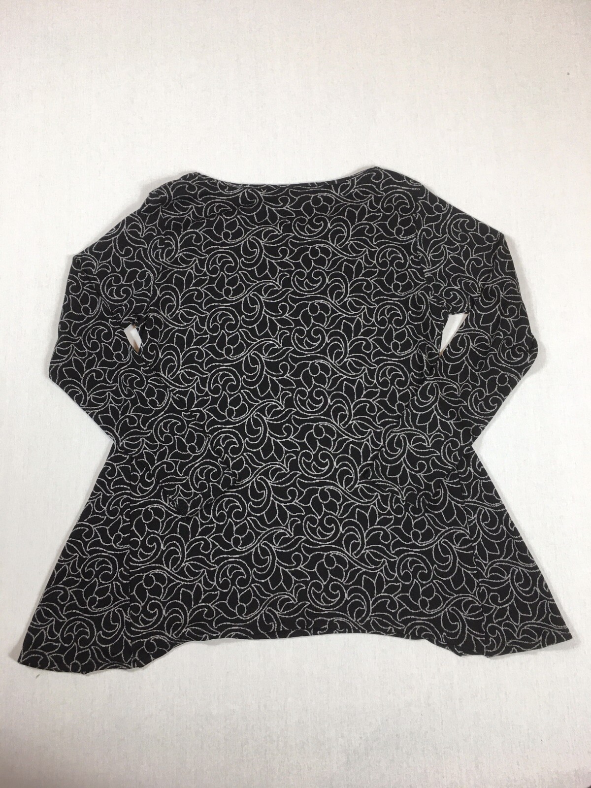 MASAI Top S Black Relaxed Lagenlook Arty Long Sleeved A-Line Stretch 38 in Chest
