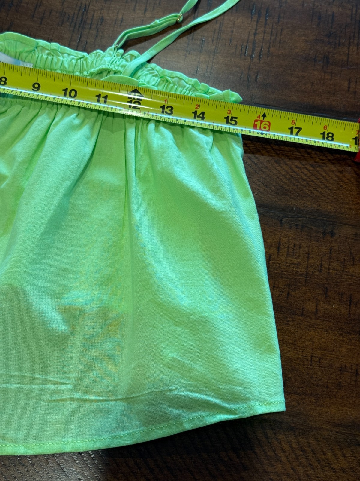 WE WORE WHAT Ruffle Cami Top – Cotton Voile – Sharp Green, Size Medium