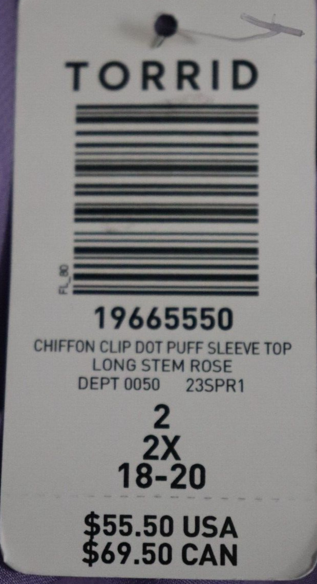 Torrid Puff Sleeve Top Womens 2X Chiffon Clip Dot Purple Sheer Career Casual New