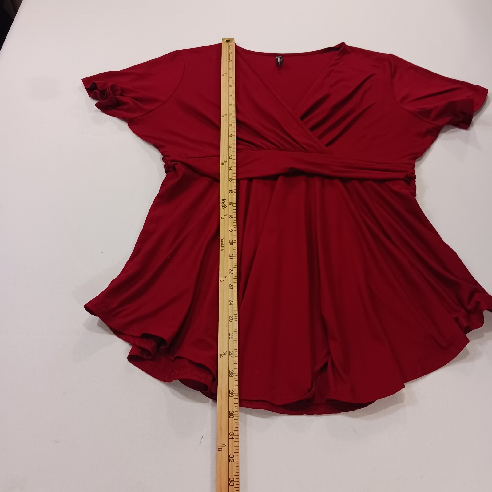 Allegrace Women’s Red Stretch Short Sleeve Casual Top Blouse Size 1X