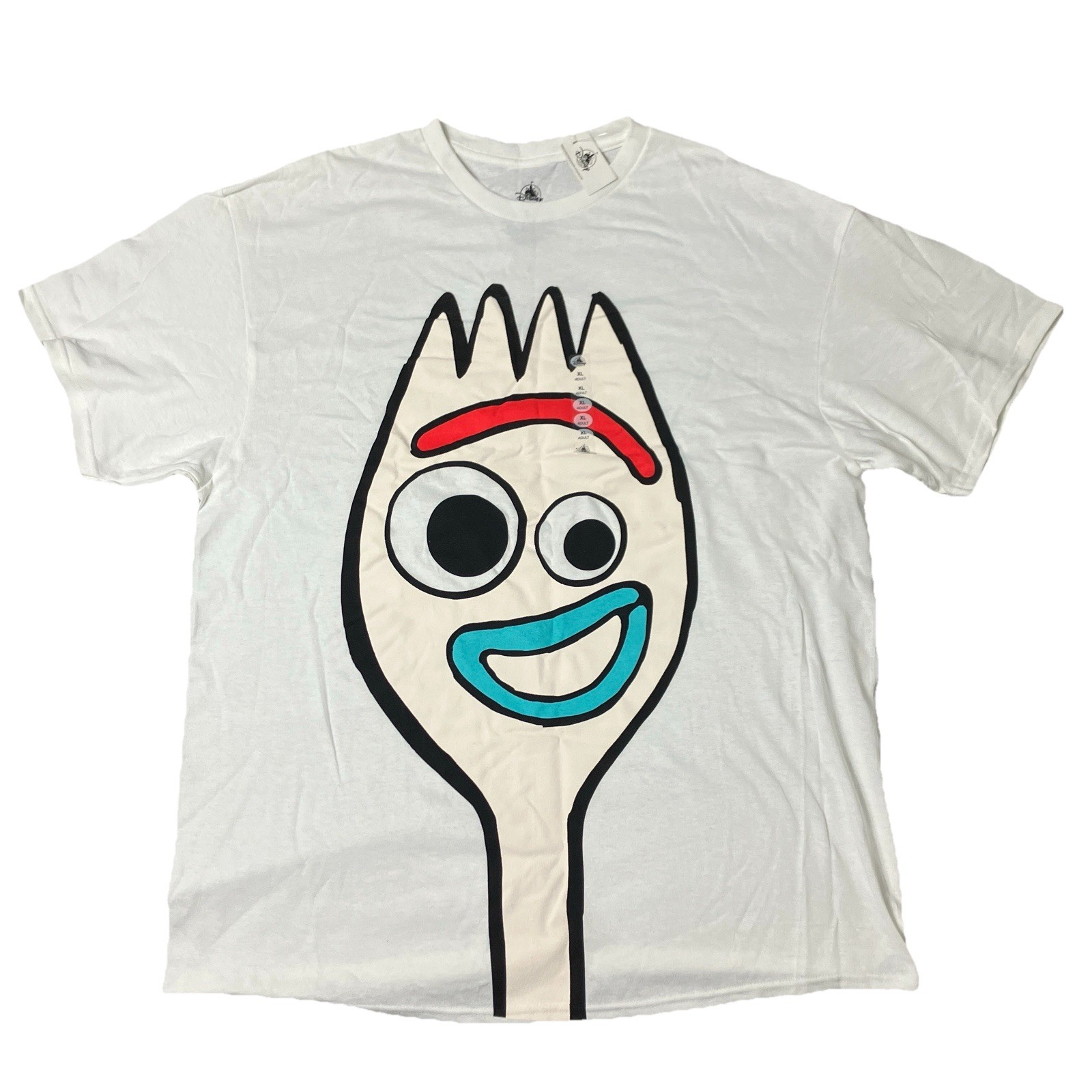 Disney Toy Story Forky Graphic T Shirt Womens XL White Pixar Movie Big Face Tee